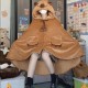 大人用カピバラフード付きブランケット - 柔らかく暖かいフランネルのショールケープ、100%ポリエステル、現代的な動物テーマ、洗濯機で洗える、400-450 gsm - 女性用の快適なフーディ