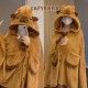 大人用カピバラフード付きブランケット - 柔らかく暖かいフランネルのショールケープ、100%ポリエステル、現代的な動物テーマ、洗濯機で洗える、400-450 gsm - 女性用の快適なフーディ