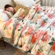 1枚 厚手の冬用ブランケット、リバーシブルフローラルプラッシュスロー、柔らかく暖かいフェイクファーベッドスプレッド、軽量キャンプ旅行カバー、洗濯機可、オールシーズン使用、白とピンクのバラデザイン、ベッド用ブランケット