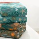 トロピカルリーフパターン軽量スロー・ブランケット - リバーシブル、洗濯機可、ソファやベッド用マルチパーパス、ティールと赤と緑のホリデーデザイン、オールシーズン快適、多目的ホームアクセサリー | トロピカルリーフデザイン | コットンジャカード織り