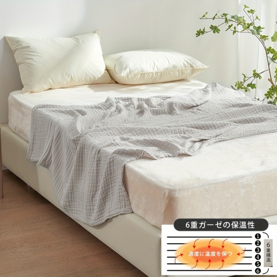 100%コットンガーゼブランケット - シングル、セミダブル、ダブル、クイーンベッド用の柔らかく通気性のある夏用キルト、洗濯機で洗える、オールシーズンコンフォート、洗濯機で洗えるコンフォート|通気性のある素材|ニットテクスチャー