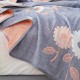 リバーシブル フローラル コットン スロー ブランケット – ライトブルー ピンク＆ホワイトの花柄、柔らかで多用途なベッドやソファ用、オールシーズン快適、32糸数、洗濯機対応、ソファカバー | 花柄ブランケット | ソフトテクスチャーのベッド用ブランケット