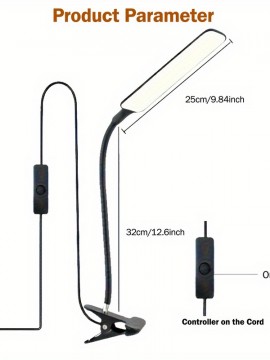 クリップと柔軟なグースネックを備えたLEDデスクランプ1台。部屋、家、寝室、オフィスのさまざまなタスクに目に優しい照明を提供するのに最適です。360度調整可能で、USB給電、バッテリー不要。