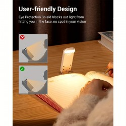 調節可能な明るさのUSB充電式LEDブックライト - ウォームホワイト、ベッドや車での読書用クリップオンデザイン、目に優しい、携帯便利で磨き上げた仕上がり