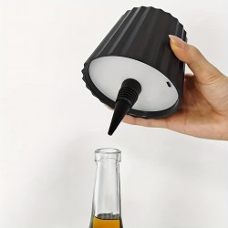 モダンなUSB充電式テーブルランプ、タッチコントロール付き、3色温度調節、無段階調光、ボトルアダプター、ホームやレストランの装飾用ブラックプラスチックデザイン、小型テーブルランプ