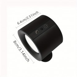 1PC LED 磁気式キャビネット下照明、360°回転可能、両面照明、タッチコントロールとリモコン、USB充電、調光可能、読書、キャビネット、寝室、リビングルーム、屋内使用 - プラスチック素材、LED光源、充電式リチウム電池、≤36V動作電圧