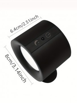 1PC LED 磁気式キャビネット下照明、360°回転可能、両面照明、タッチコントロールとリモコン、USB充電、調光可能、読書、キャビネット、寝室、リビングルーム、屋内使用 - プラスチック素材、LED光源、充電式リチウム電池、≤36V動作電圧