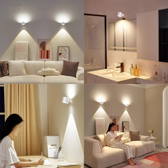1PC LED 磁気式キャビネット下照明、360°回転可能、両面照明、タッチコントロールとリモコン、USB充電、調光可能、読書、キャビネット、寝室、リビングルーム、屋内使用 - プラスチック素材、LED光源、充電式リチウム電池、≤36V動作電圧
