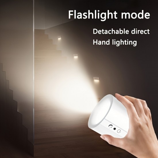 1PC LED 磁気式キャビネット下照明、360°回転可能、両面照明、タッチコントロールとリモコン、USB充電、調光可能、読書、キャビネット、寝室、リビングルーム、屋内使用 - プラスチック素材、LED光源、充電式リチウム電池、≤36V動作電圧