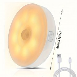 USB充電式バッテリー付き3個セット調節可能な明るさLEDモーションセンサーナイトライト、キッチンカウンター＆階段用マグネットキャビネット照明 - コードレスホームUSBライト、電子式