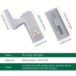 10個セットRGBライトミーLEDヒンジライト、タッチ起動自動キャビネット照明、高さ調節可能、ワードローブ・バスルーム＆収納ドア用省エネモーションセンサー - ライトグレープラスチック、自動ドアライト | スリークな自動ライト | 高輝度LED
