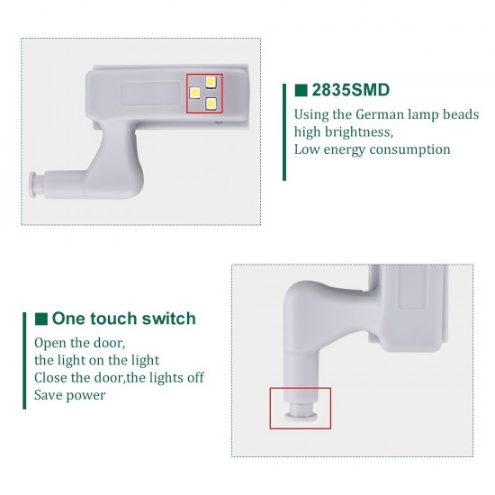 10個セットRGBライトミーLEDヒンジライト、タッチ起動自動キャビネット照明、高さ調節可能、ワードローブ・バスルーム＆収納ドア用省エネモーションセンサー - ライトグレープラスチック、自動ドアライト | スリークな自動ライト | 高輝度LED