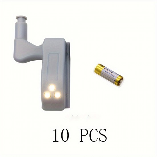 10個セットRGBライトミーLEDヒンジライト、タッチ起動自動キャビネット照明、高さ調節可能、ワードローブ・バスルーム＆収納ドア用省エネモーションセンサー - ライトグレープラスチック、自動ドアライト | スリークな自動ライト | 高輝度LED