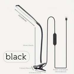 クランプ付きのLEDスイングアームテーブルランプ1台、フレキシブルなガチョウネックタスクランプ、目に優しいアーキテクトデスクライト、スイッチ付きUSB電源コード、ホームオフィス用の機能的なデスクランプ（ブラック/ホワイト）