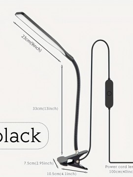 クランプ付きのLEDスイングアームテーブルランプ1台、フレキシブルなガチョウネックタスクランプ、目に優しいアーキテクトデスクライト、スイッチ付きUSB電源コード、ホームオフィス用の機能的なデスクランプ（ブラック/ホワイト）
