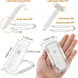 白いUSB充電式ブックライト、暖白色、明るさ調節可能、目の保護機能、LEDクリップ式ポータブルブックマークライト、ベッドや車内での読書に適しています。