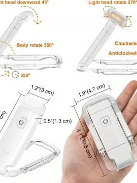 白いUSB充電式ブックライト、暖白色、明るさ調節可能、目の保護機能、LEDクリップ式ポータブルブックマークライト、ベッドや車内での読書に適しています。