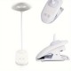 タッチコントロール付きの充電式LEDクリップ式デスクランプ、調光機能、USB充電、2000mAhリチウムバッテリー、ベッドルームの読書用に目に優しいソフトライト、家庭用 - ポリッシュプラスチック仕上げ