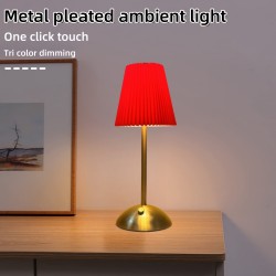 シングルパックスカンジナビアスタイルタッチコントロールテーブルランプ、鉄製、高脚プリーツシェード、USB充電、LEDライトソース、固定一色照明、充電式リチウムバッテリー、寝室、ダイニングルーム、バー、アウトドアパーティー、キャンプ、コーヒーショップ用