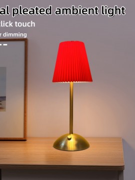 シングルパックスカンジナビアスタイルタッチコントロールテーブルランプ、鉄製、高脚プリーツシェード、USB充電、LEDライトソース、固定一色照明、充電式リチウムバッテリー、寝室、ダイニングルーム、バー、アウトドアパーティー、キャンプ、コーヒーショップ用