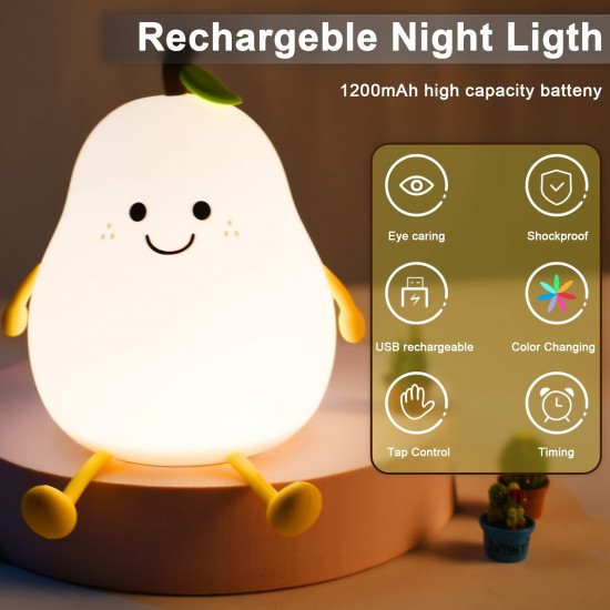 愛らしいスマイルペアLEDナイトライト - タッチコントロール、USB充電式、調光可能なシリコン製ベッドサイドランプで居心地の良い寝室の雰囲気を演出