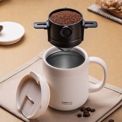 1pc ステンレス製折りたたみ式コーヒーフィルターファンネル - ポータブル未充電ハンドヘルドコーヒーフィルターカップ、耳掛けデザイン付き、簡単なポーリングとクリーニングに最適