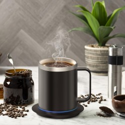 10時間自動停止、ステンレス製デザインのUSB電源付き電気コーヒーマグウォーマー - オフィスや家庭での使用に最適、コーヒーマグヒーター | モダンなコーヒーアクセサリー | 耐久性のあるコーヒーホルダー