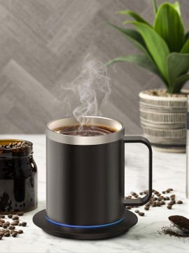 10時間自動停止、ステンレス製デザインのUSB電源付き電気コーヒーマグウォーマー - オフィスや家庭での使用に最適、コーヒーマグヒーター | モダンなコーヒーアクセサリー | 耐久性のあるコーヒーホルダー