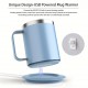10時間自動停止、ステンレス製デザインのUSB電源付き電気コーヒーマグウォーマー - オフィスや家庭での使用に最適、コーヒーマグヒーター | モダンなコーヒーアクセサリー | 耐久性のあるコーヒーホルダー