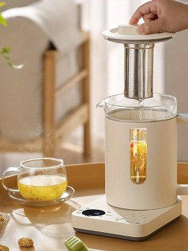 スマート温度制御付き1.2リットルガラス電気ケトル - 大容量、ホワイト、家庭・オフィス・コーヒー用に最適、携帯型電気ケトル