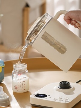 スマート温度制御付き1.2リットルガラス電気ケトル - 大容量、ホワイト、家庭・オフィス・コーヒー用に最適、携帯型電気ケトル