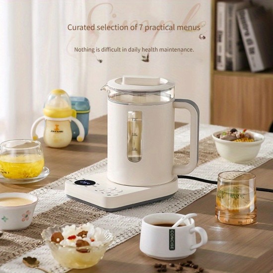 スマート温度制御付き1.2リットルガラス電気ケトル - 大容量、ホワイト、家庭・オフィス・コーヒー用に最適、携帯型電気ケトル
