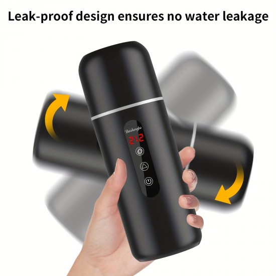 ポータブル電気ケトル＆カーコーヒーウォーマー、96W 12V/24V 湯沸かし器、撹拌機能付き、電磁誘導、空焚き防止、やけど防止、過熱保護、カープラグ、500ml未満容量、バッテリー不要