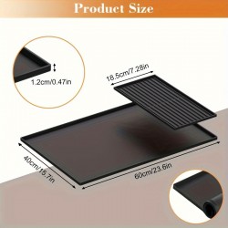 1枚 シリコン製コーヒーマット、エッセルマシン用2-in-1カウンタートッププロテクター、食器乾燥パッド、黒 - コーヒーバーアクセサリーの下にフィット (59.94cm x 39.88cm)