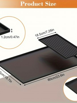 1枚 シリコン製コーヒーマット、エッセルマシン用2-in-1カウンタートッププロテクター、食器乾燥パッド、黒 - コーヒーバーアクセサリーの下にフィット (59.94cm x 39.88cm)