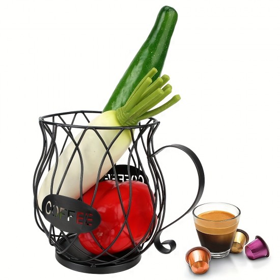 コーヒーポッドオーガナイザーホルダー、コーヒーカプセルホルダー、キッチンカウンタートップ用大容量コーヒーポッド収納ラック（ブラック、Sサイズ）