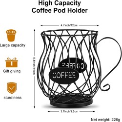 コーヒーポッドオーガナイザーホルダー、コーヒーカプセルホルダー、キッチンカウンタートップ用大容量コーヒーポッド収納ラック（ブラック、Sサイズ）