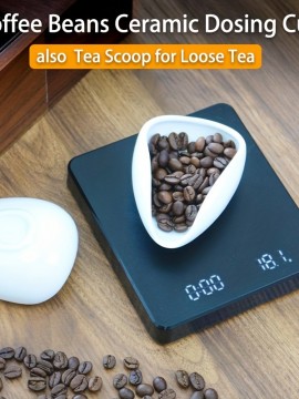 磁器製コーヒー豆計量カップ、セラミック製茶さじ、ルーズリーフティー用、湾曲した円盤本体エスプレッソマシンアクセサリー