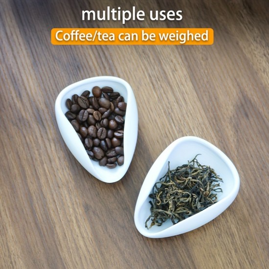 磁器製コーヒー豆計量カップ、セラミック製茶さじ、ルーズリーフティー用、湾曲した円盤本体エスプレッソマシンアクセサリー