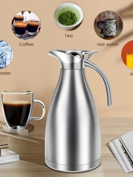 パンセルカ 68オンス ステンレススチール サーマルカラフ - 二重壁真空断熱、蓋付き、コーヒー/紅茶を12時間温かく、飲み物を24時間冷たく保つ - 家庭＆オフィス使用に最適