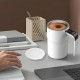 ナルンカンUSB充電式自動撹拌コーヒーカップ、持ち運びに便利でお手入れ簡単、インテリジェントLED温度表示、ホワイト断熱デザイン、家庭やオフィスでの使用に最適