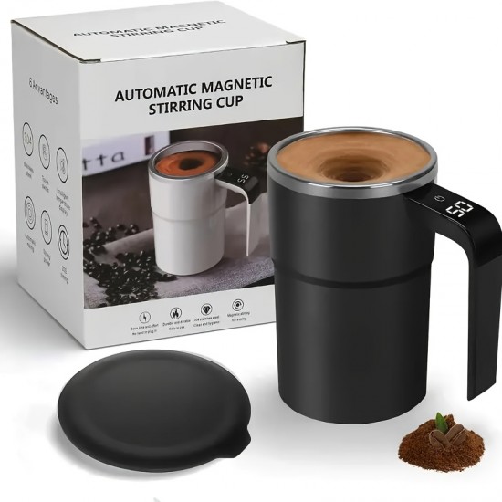 ナルンカンUSB充電式自動撹拌コーヒーカップ、持ち運びに便利でお手入れ簡単、インテリジェントLED温度表示、ホワイト断熱デザイン、家庭やオフィスでの使用に最適