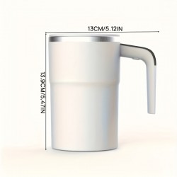 ナルンカンUSB充電式自動撹拌コーヒーカップ、持ち運びに便利でお手入れ簡単、インテリジェントLED温度表示、ホワイト断熱デザイン、家庭やオフィスでの使用に最適