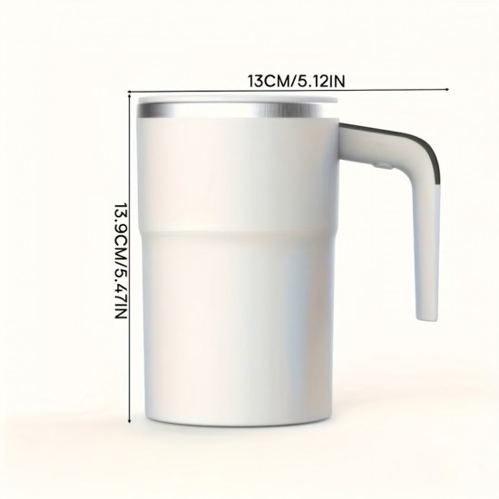 ナルンカンUSB充電式自動撹拌コーヒーカップ、持ち運びに便利でお手入れ簡単、インテリジェントLED温度表示、ホワイト断熱デザイン、家庭やオフィスでの使用に最適