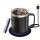 デスク用コーヒーマグウォーマー電気セット、加熱ベースと蓋付きマグ、ミルク、紅茶、ホットチョコレートを加熱するためのインテリジェントコーヒーマグ、最大131°F/55°Cに保ちます