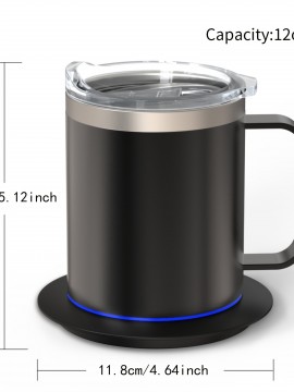 デスク用コーヒーマグウォーマー電気セット、加熱ベースと蓋付きマグ、ミルク、紅茶、ホットチョコレートを加熱するためのインテリジェントコーヒーマグ、最大131°F/55°Cに保ちます