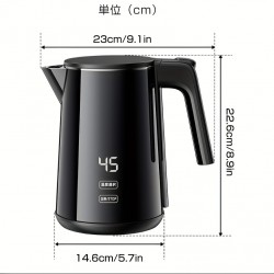 1.0リットル電気ケトル、7段階温度調節、デジタルディスプレイ、4時間保温機能、触れても熱くないダブル構造、急速沸騰、メモリー機能、防焼けコンパクトサイズ