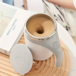 蓋付き自動撹拌電動ミキシングカップ - 高速、磁気ステンレス製コーヒー＆ミルクミキサー、家庭・オフィス・旅行用 - 完璧なクリスマスギフト