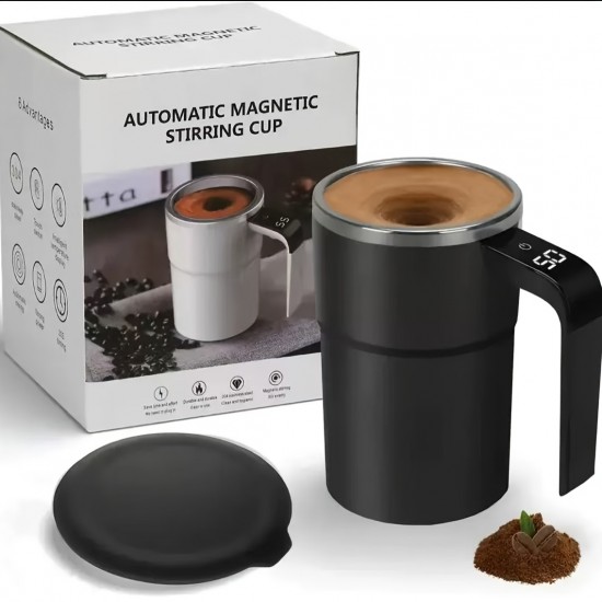 自動搖動コーヒーマグ - ステンレススチールアップグレード、USB充電式、耐久性のあるプラスチック、コーヒー、ミルク、ココアに多目的 (コーヒーマグ | モダンなコーヒーマグ | 耐久性のあるコーヒーマグ)