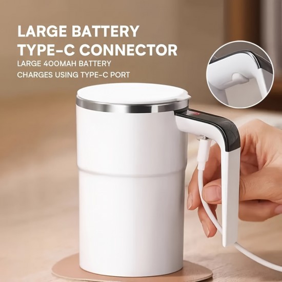自動搖動コーヒーマグ - ステンレススチールアップグレード、USB充電式、耐久性のあるプラスチック、コーヒー、ミルク、ココアに多目的 (コーヒーマグ | モダンなコーヒーマグ | 耐久性のあるコーヒーマグ)